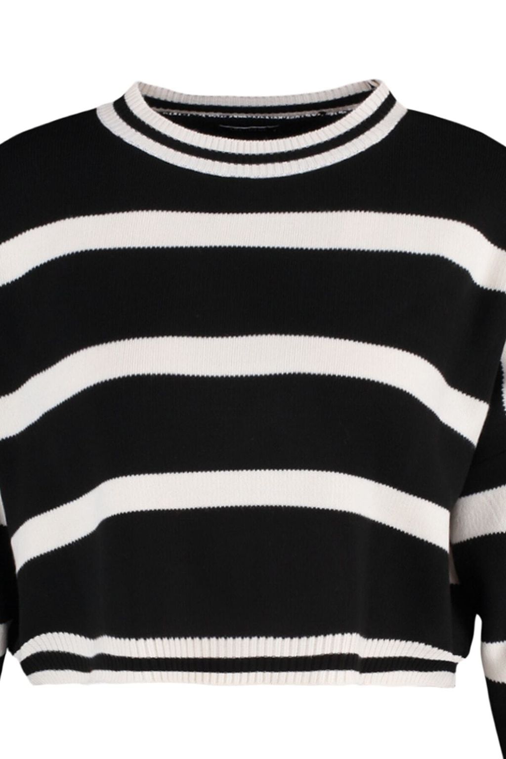 Siyah Crop Cizgili Triko Kazak TWOAW23KZ00205 - Trendyolmilla фото 6