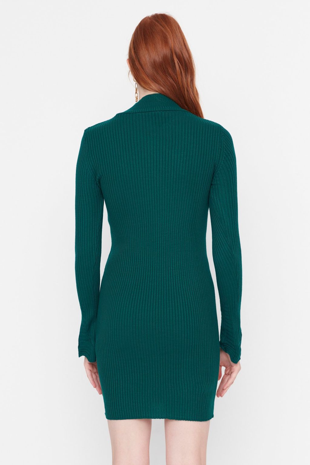 TRENDYOLMILLA Mavi Mini Triko Basic Dik Yaka Elbise TWOAW23EL01415  фото 21