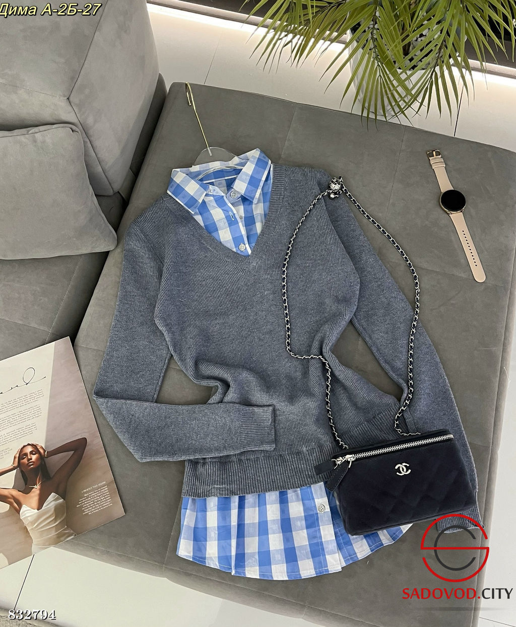 Кофта женская с имитацией рубашки - Bruno фото 3