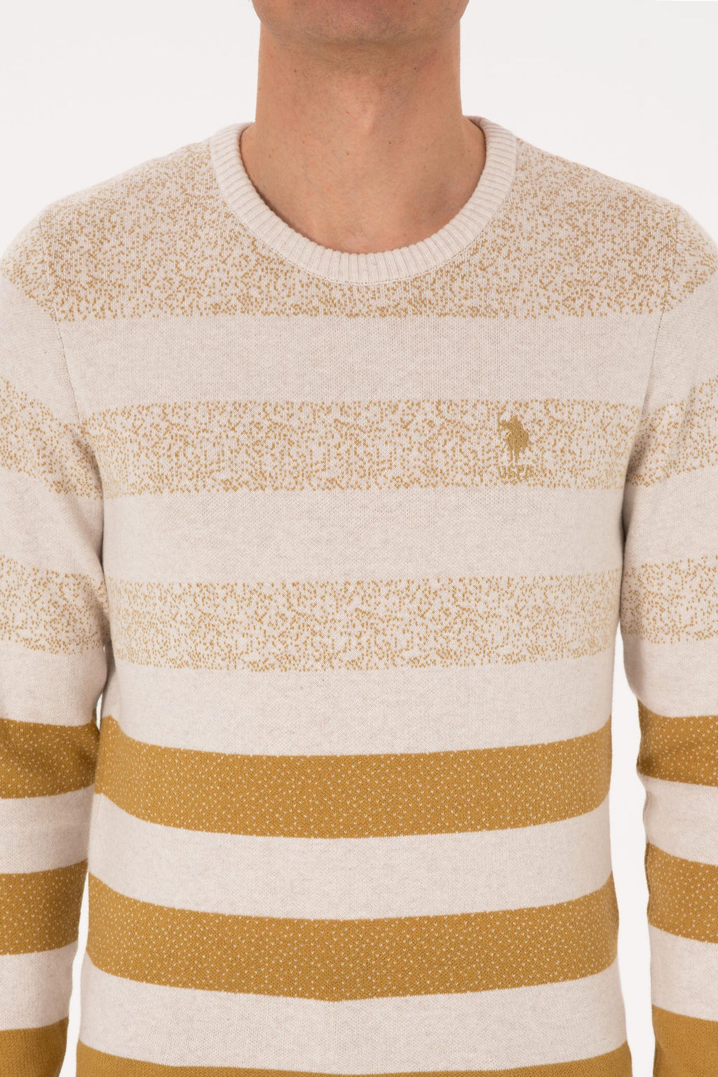Erkek Regular Fit Bisiklet Yaka Hardal Kazak - U.s. polo assn фото 6