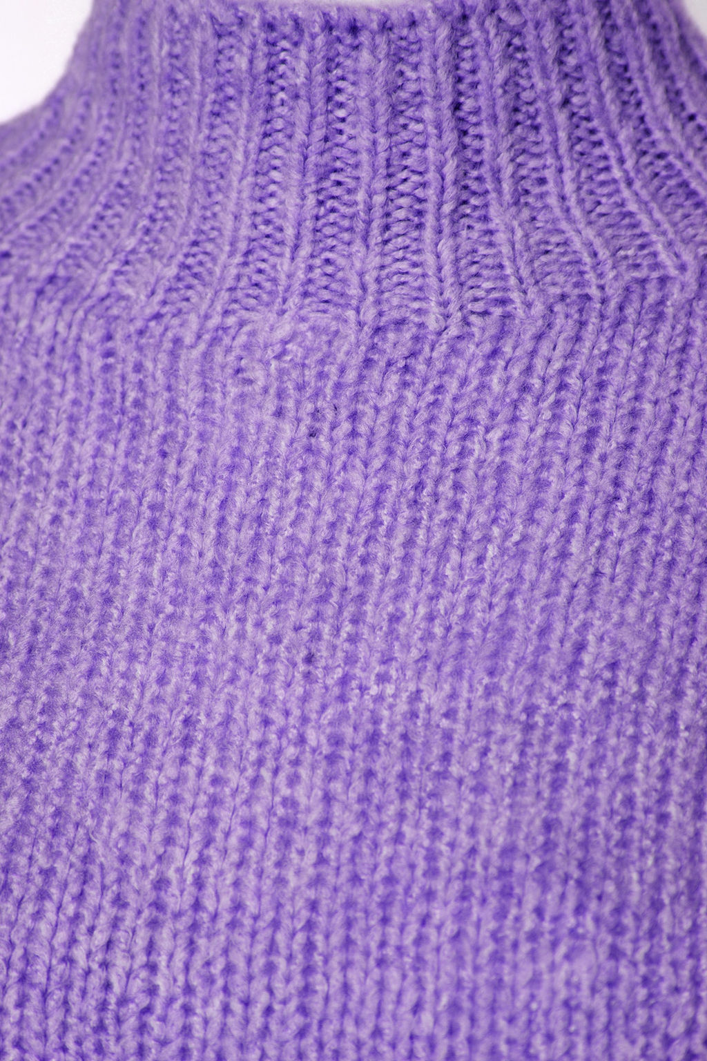 Mor Yumusak Dokulu Kal?n Bisiklet Yaka Triko Kazak TWOAW24KZ00290 - Trendyolmilla фото 8