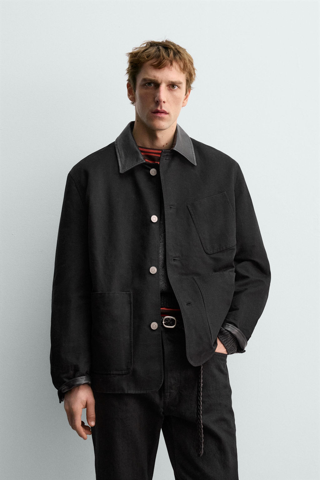 LEATHER COMBINATION JACKET AARON LEVINE X ZARA  фото 2