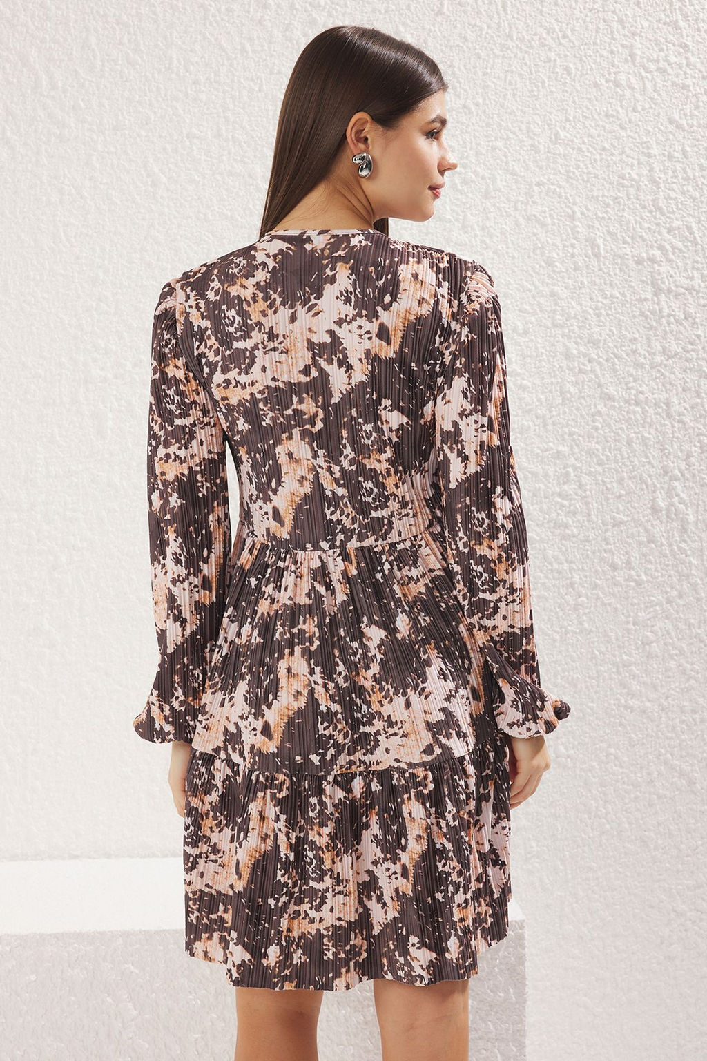 Cok Renkli Soyut Buzgu / Drape Mini Soyut Bask?l? Pilise Vucuda Oturan Orme Elbise TWOSS25EL00099 - Trendyolmilla фото 5