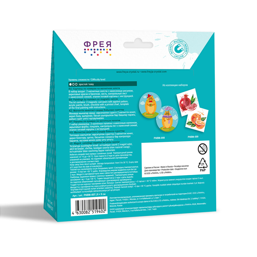 ФРЕЯ PNBM-007 Набор для раскрашивания по номерам (на магните) 9 х 9 см Диско-гуси  фото 6
