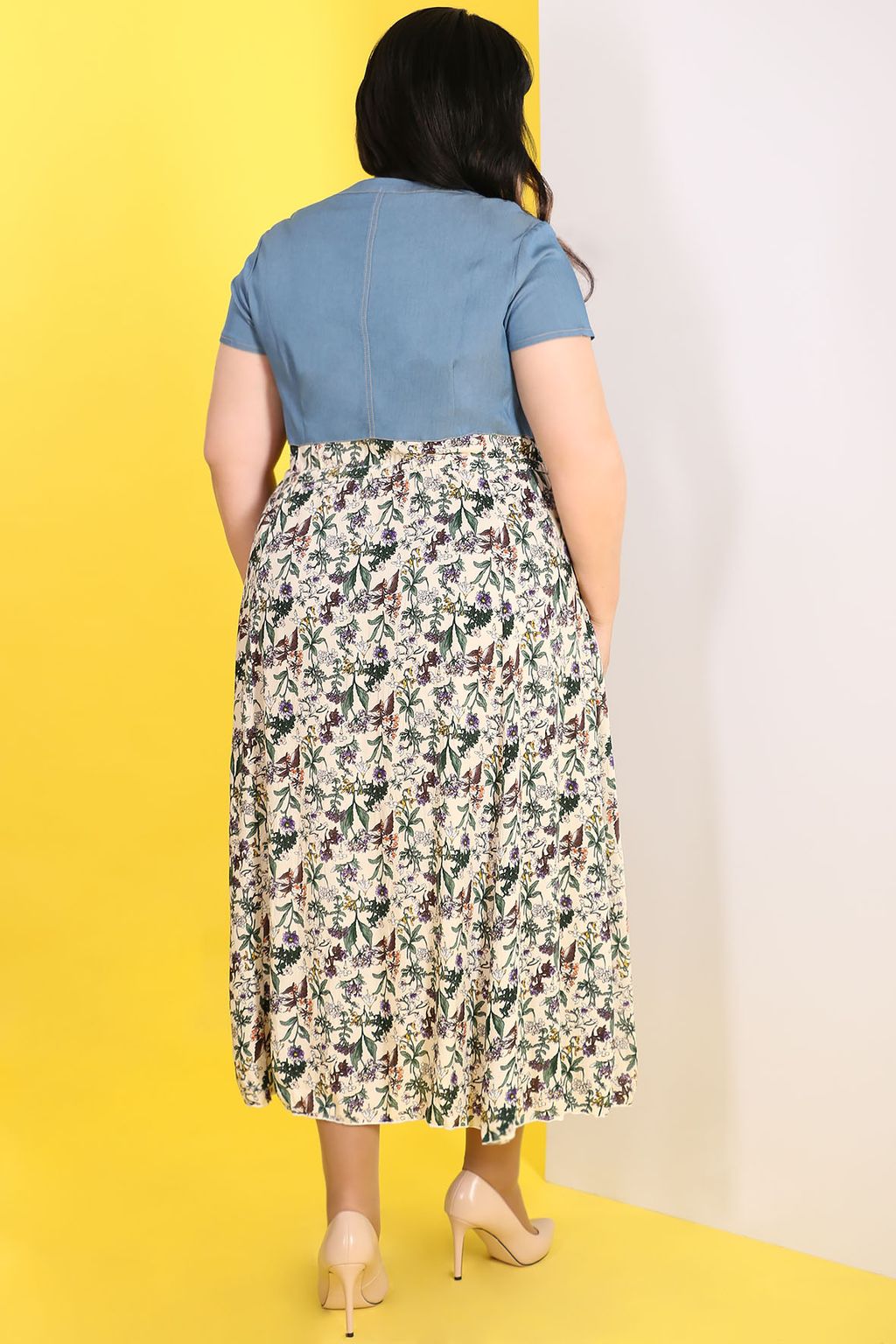 Платье комбинированное летнее - Almond фото 2