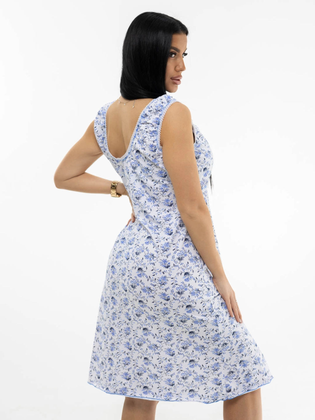 Ночная сорочка женская, цвет белый голубой