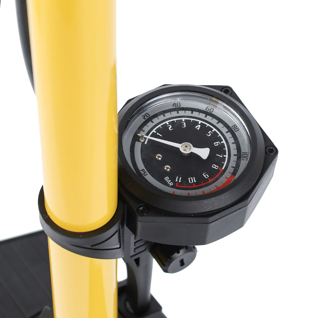 Насос напольный с манометром COMIRON VIVID, стальной цилиндр, складные ножки, съемная ручка, Presta-Schrader, 8,3 бар, вес 830гр. /уп 20 - Галеонтрейд фото 14