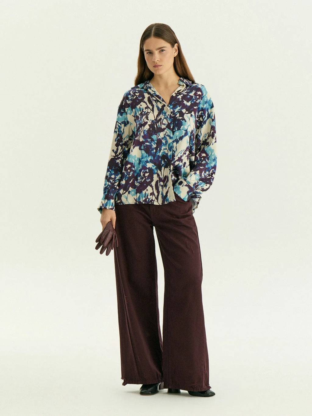 Рубашка с абстрактным принтом из 100% вискозы, B3245/graphica - Emka фото 2