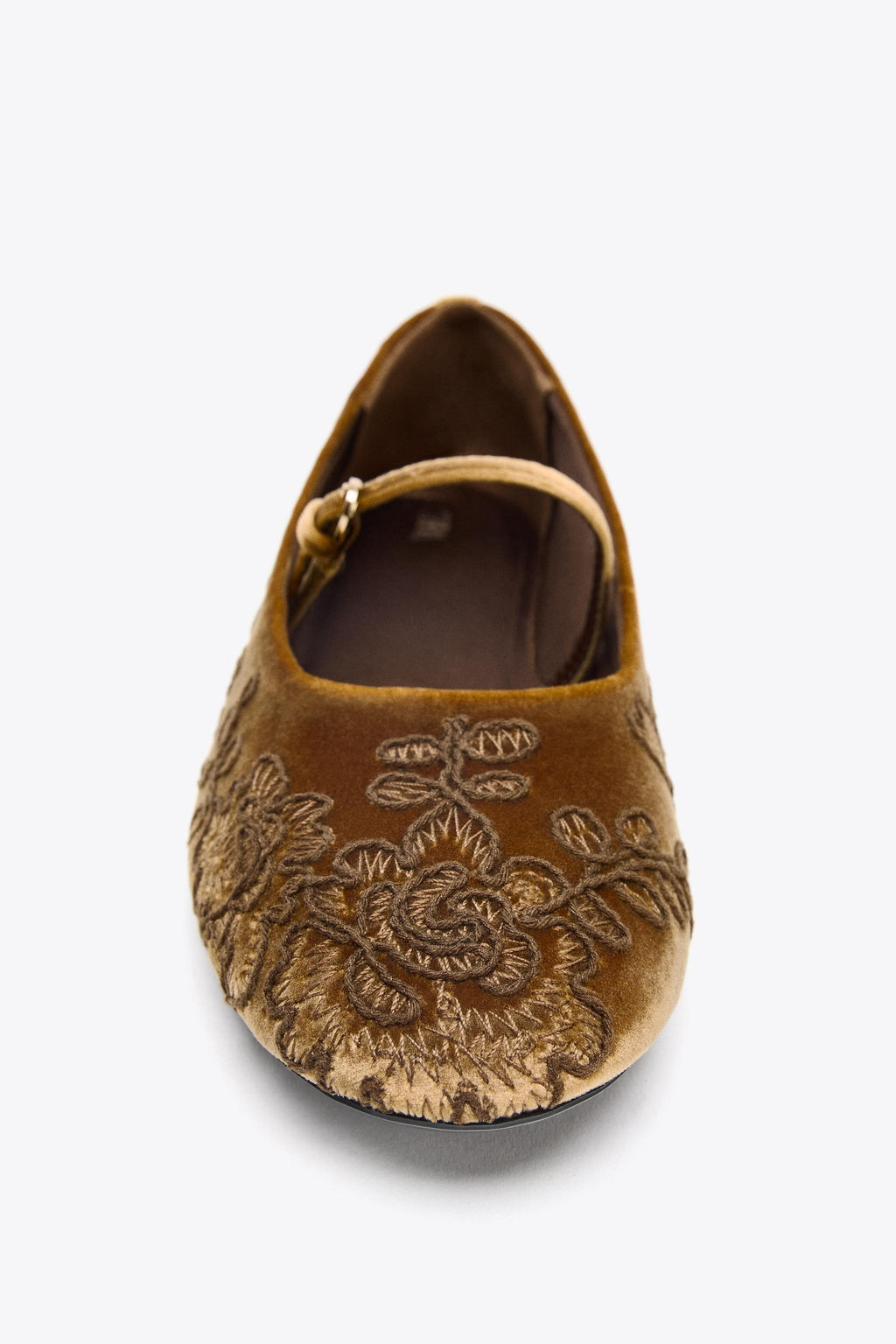 VELVET-EFFECT EMBROIDERED BALLERINAS - Zara фото 3