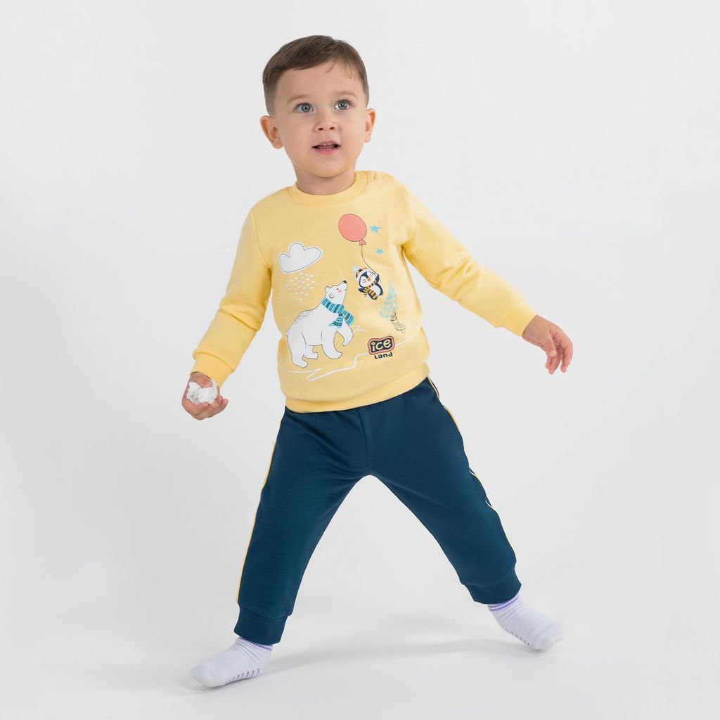 CRB wear/CWNB 90055-30-289 Комплект для мальчика (джемпер, брюки), светло-желтый-темно-синий/Ex.Cherubino