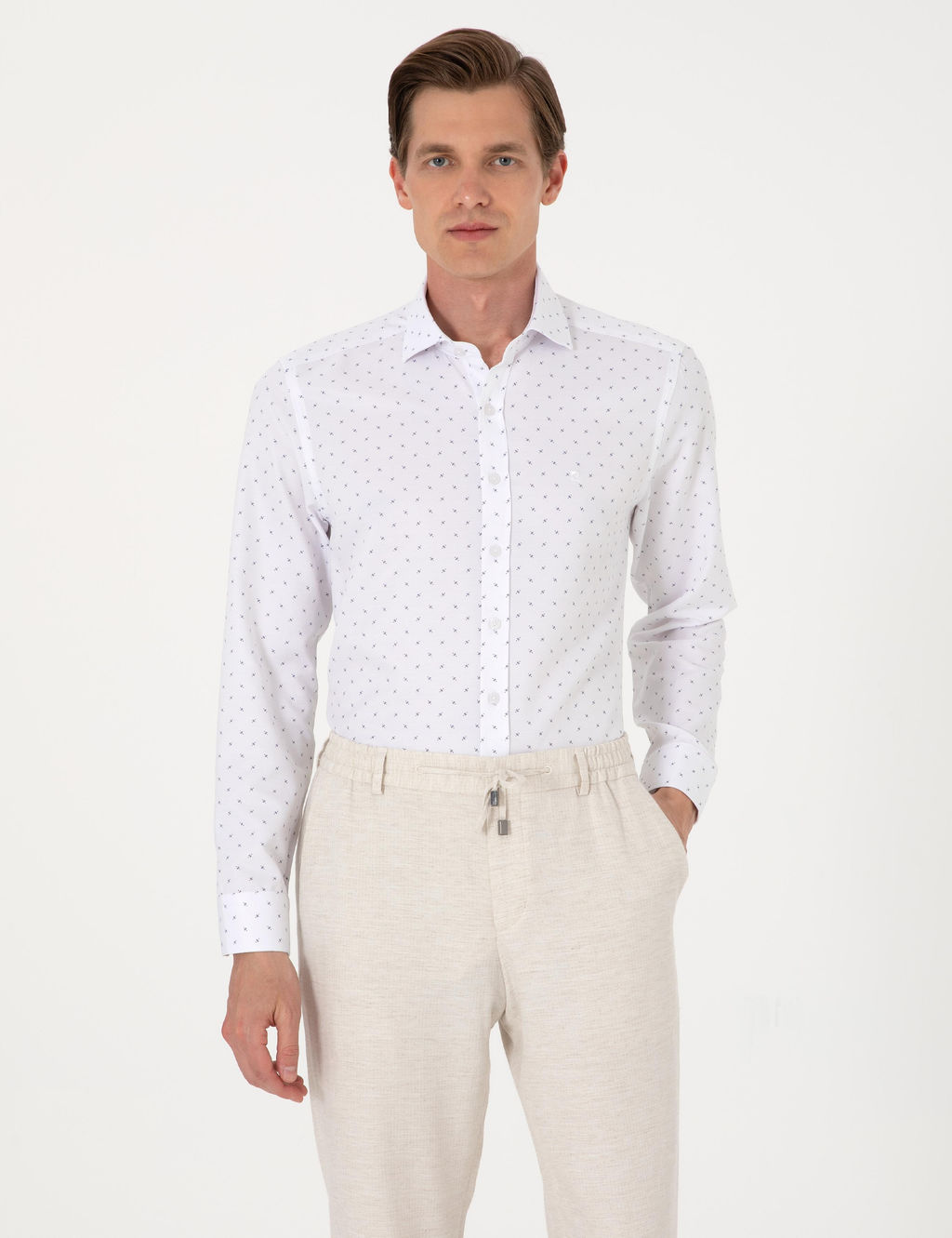Beyaz Slim Fit Uzun Kollu G_mlek