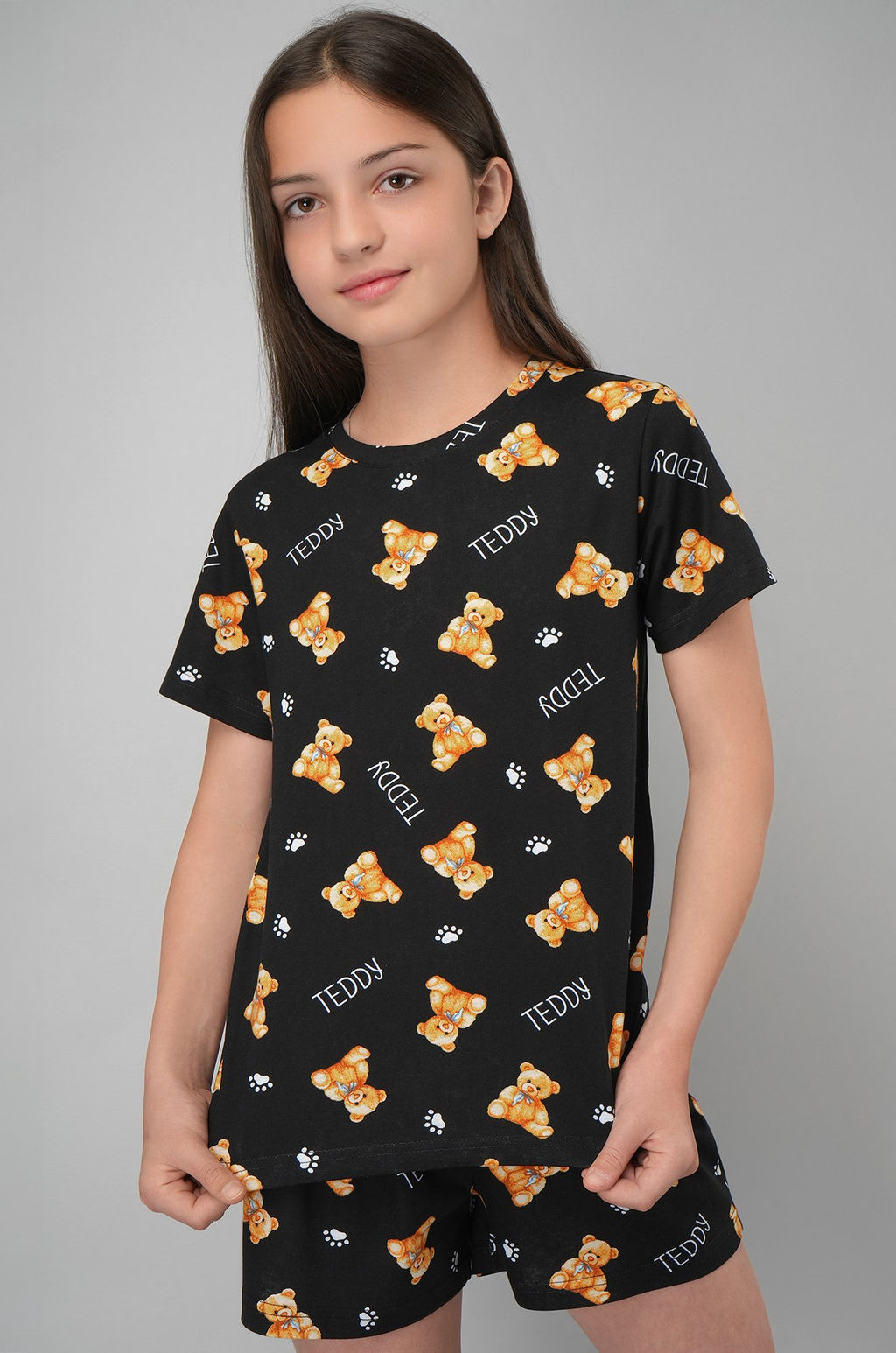 Хлопковая пижама для девочки с шортами Happyfox