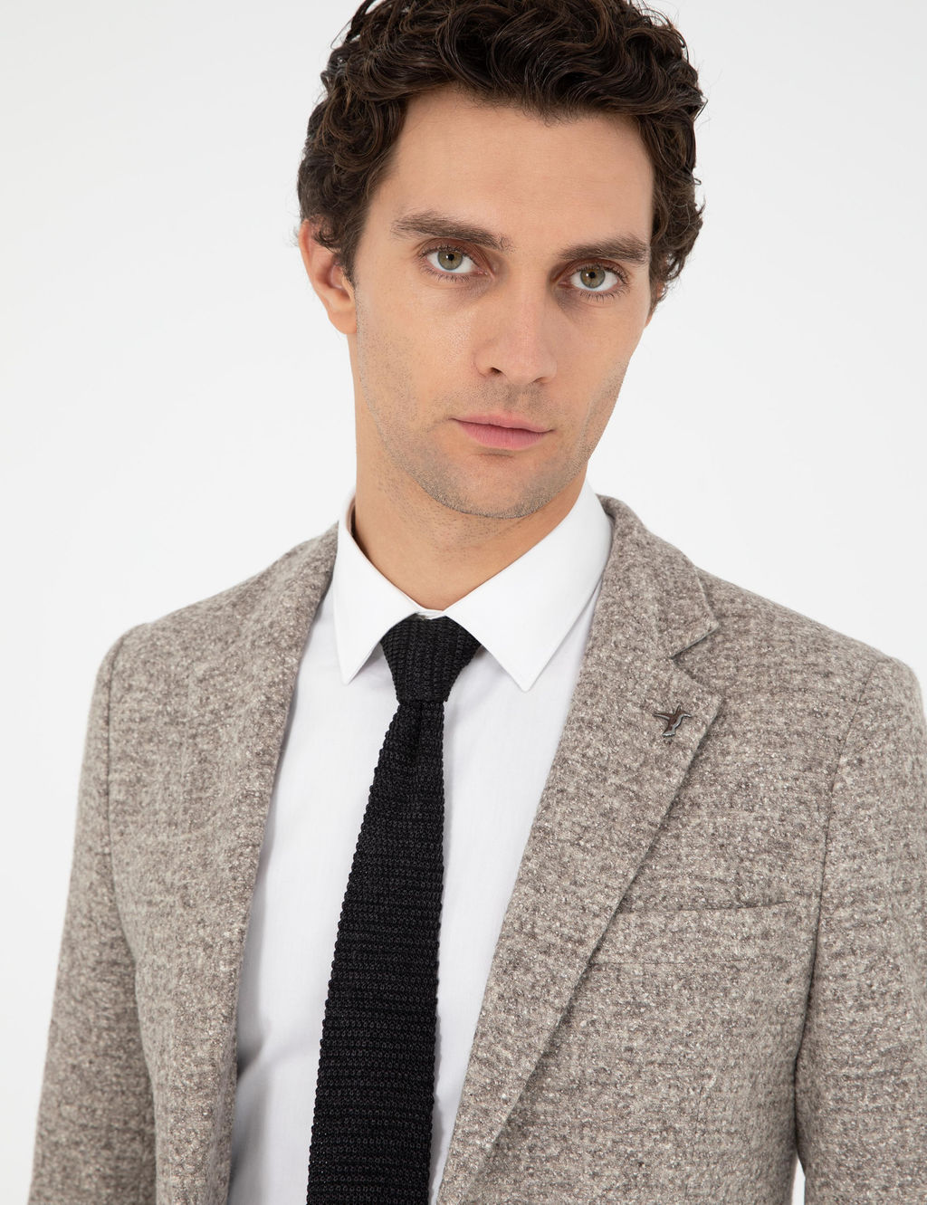 Бежевая приталенная фланелевая куртка из шерстяной и шелковой смеси - Cacharel фото 2