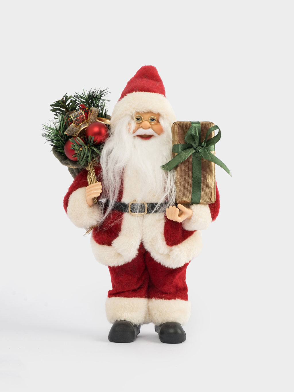 Изделие декоративное, 25 см, мягкое, пластик/полиэстер, Санта с мешком и подарком, New year