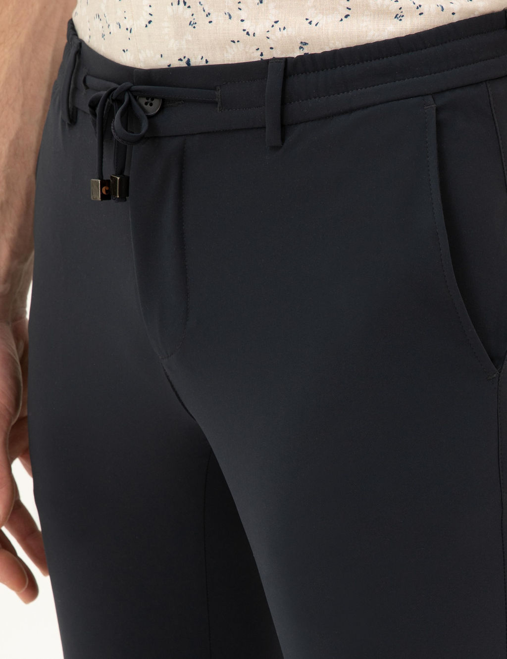 Lacivert Slim Fit Beli Ba_c_kl_ Pantolon
