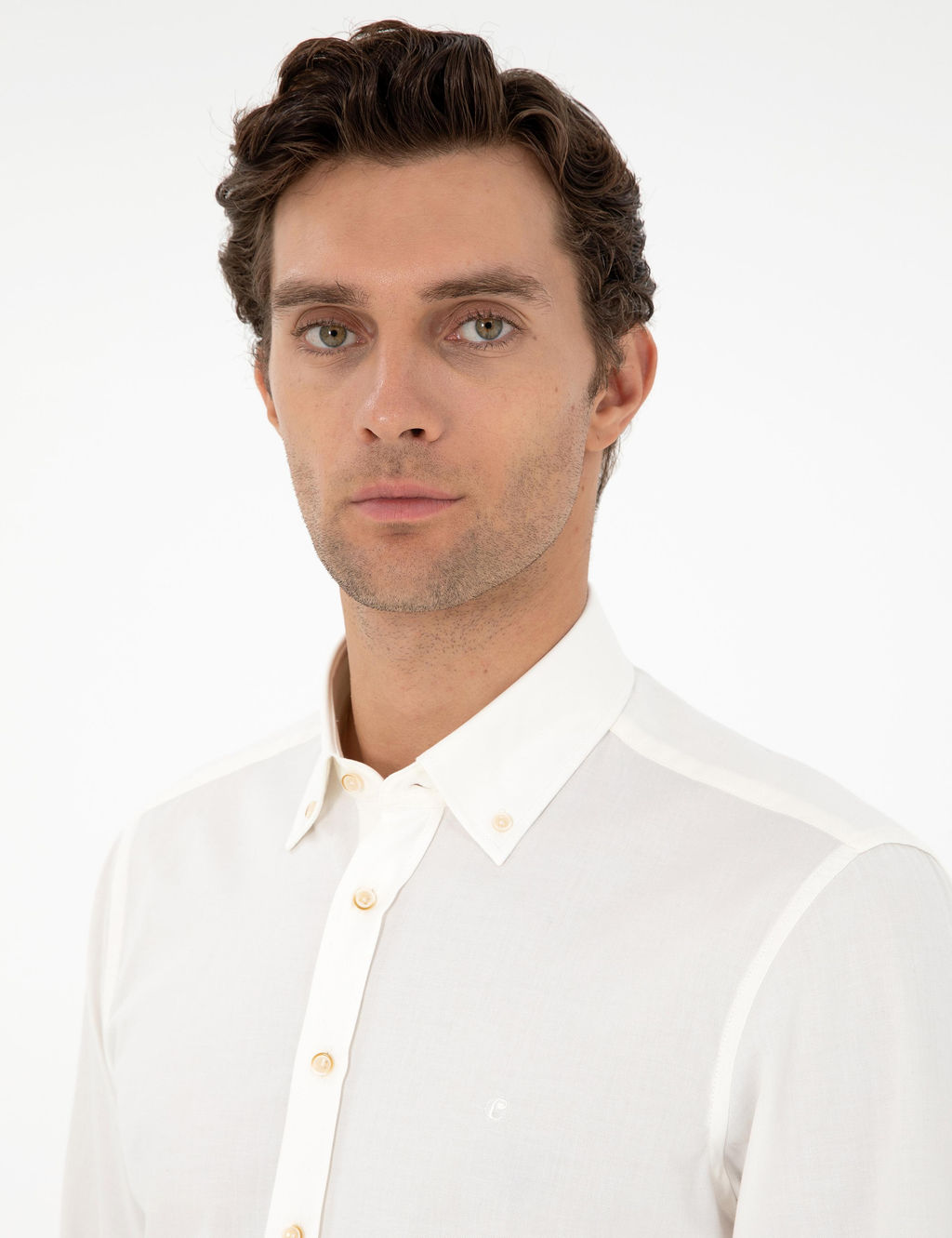 Белая приталенная рубашка с длинным рукавом - Cacharel фото 2