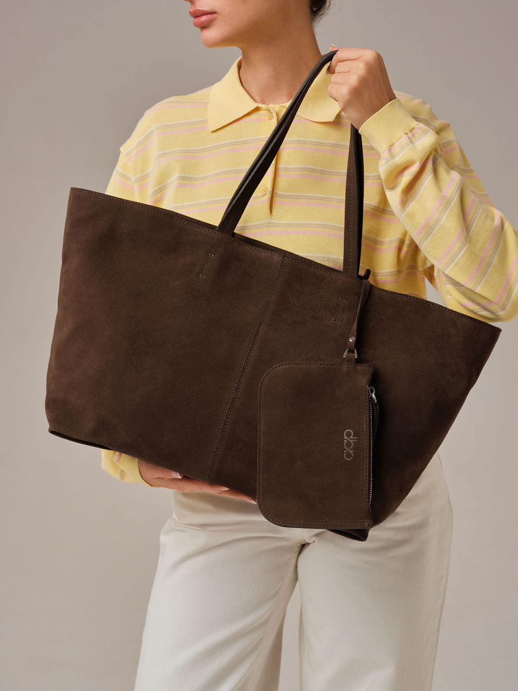 Замшевая сумка шоппер Texas DBR 31390 кофе