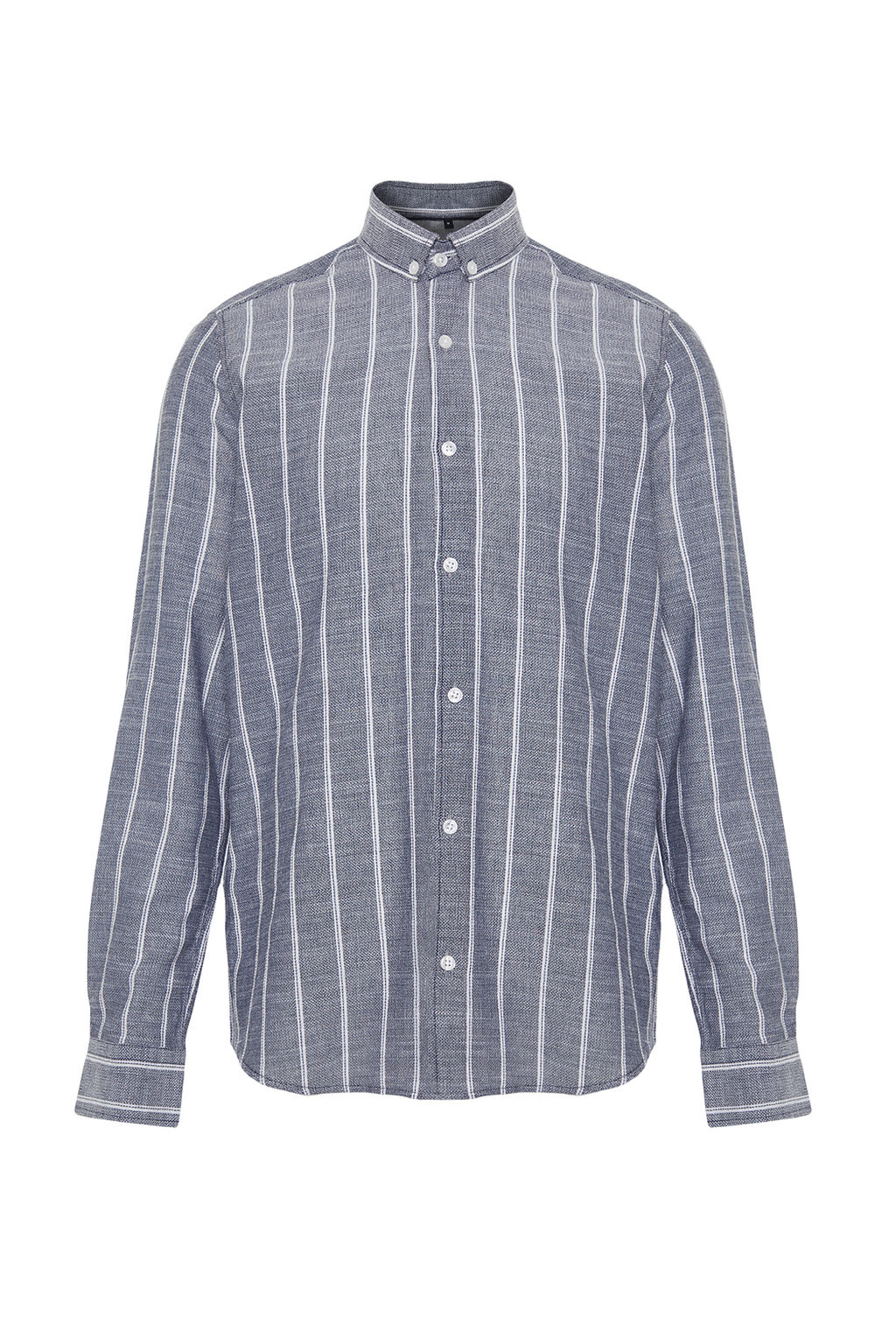 Lacivert Slim Fit Dugmeli Yaka Cizgili Gomlek TMNSS22GO0028