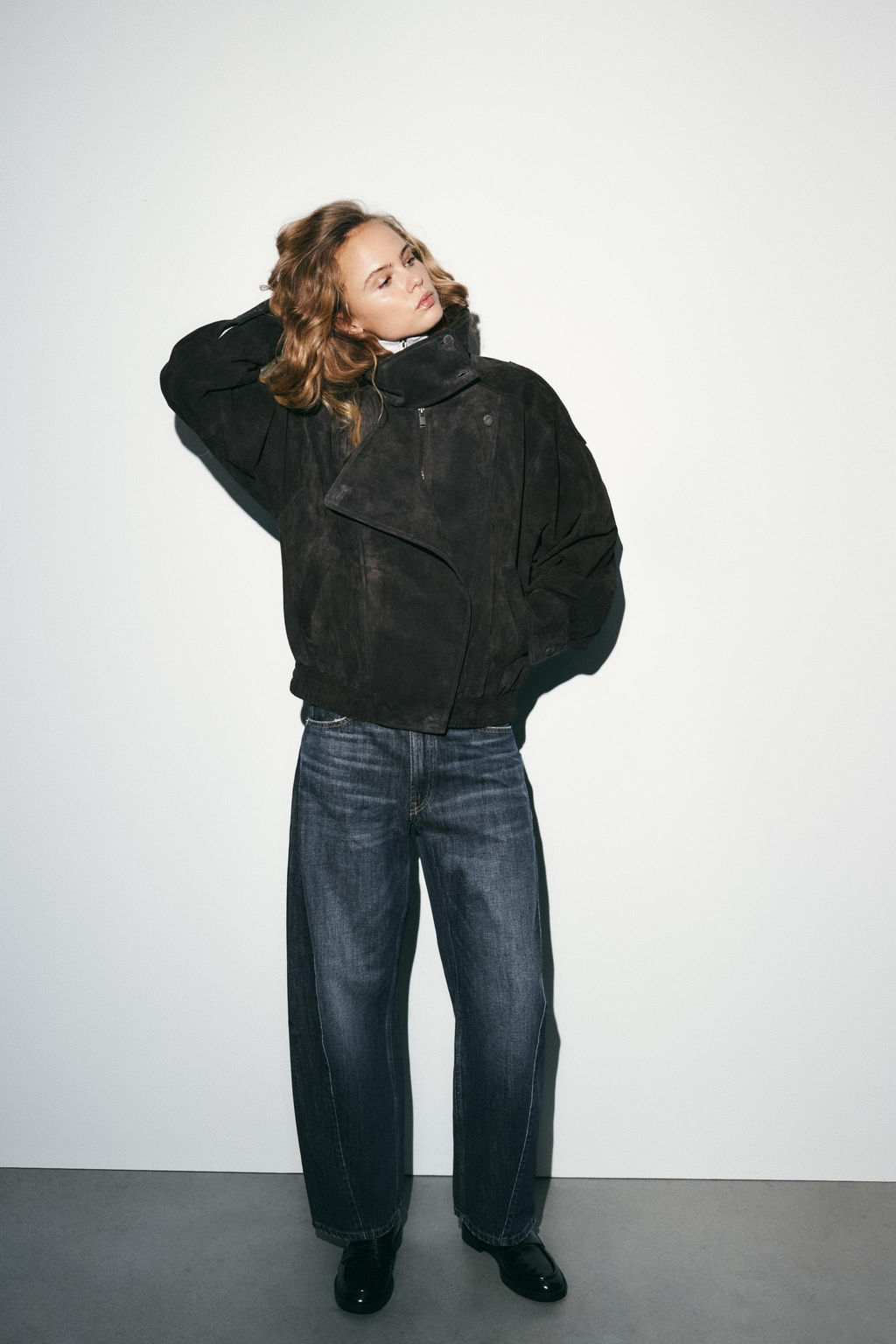 100% SUEDE LEATHER BIKER JACKET WITH COVERED BUTTONS - Zara фото 10