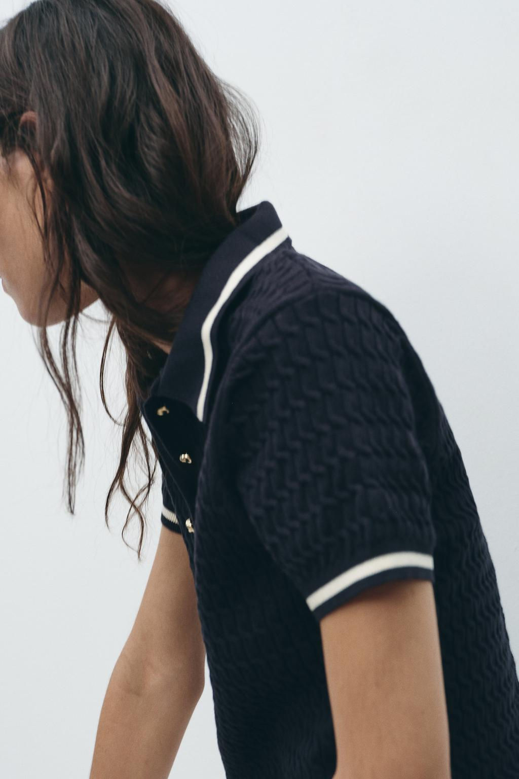 CABLE KNIT POLO SWEATER - Zara фото 3