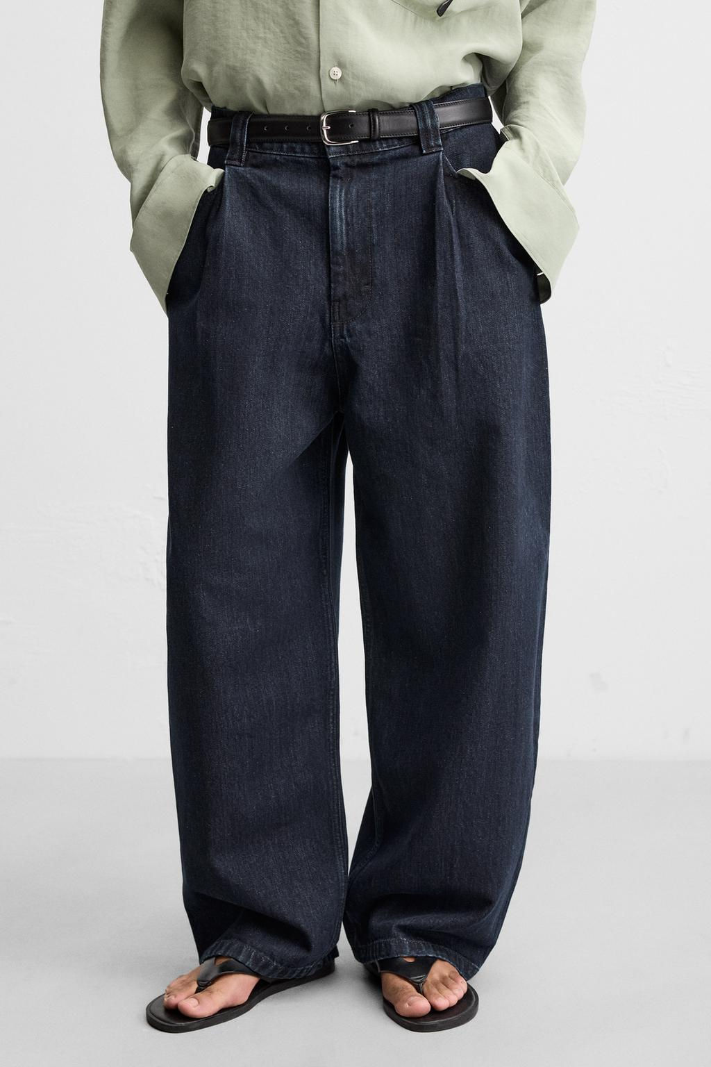 PLEATED WIDE-LEG JEANS - Zara фото 5
