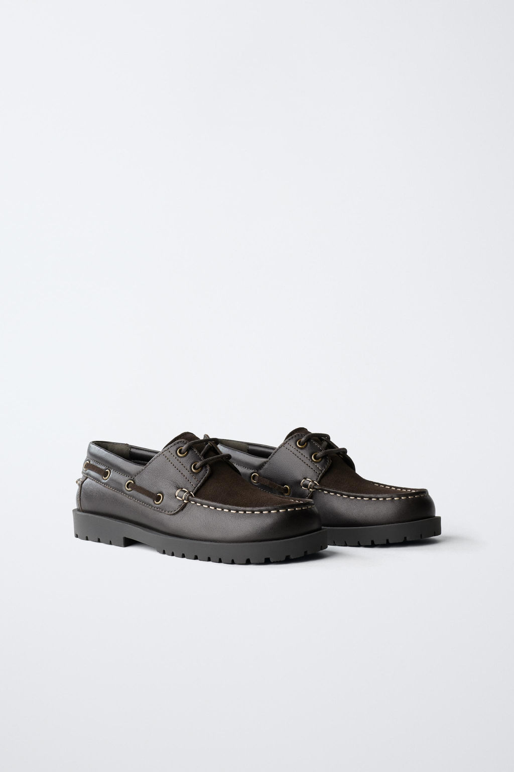 COMBINED LEATHER DECK SHOES - Zara фото 3