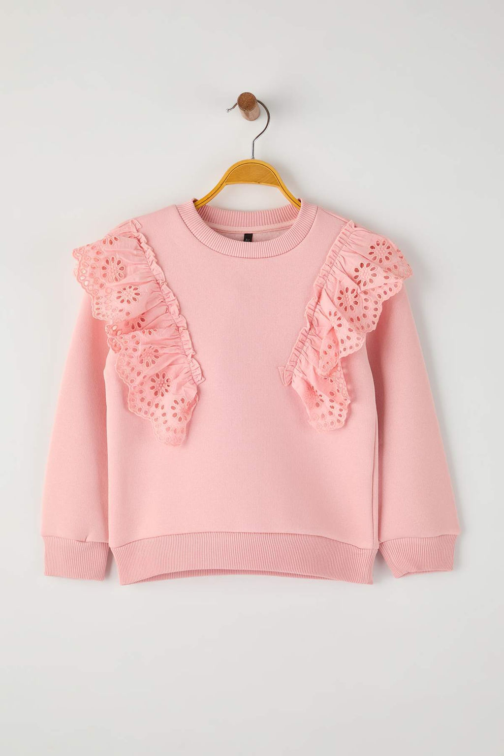 Ekru Pamuklu Duz/Basic Kal?n/Ici Polarl? Regular Orme K?z Cocuk Sweatshirt TKDAW26SW00034 - Trendyolmilla фото 6