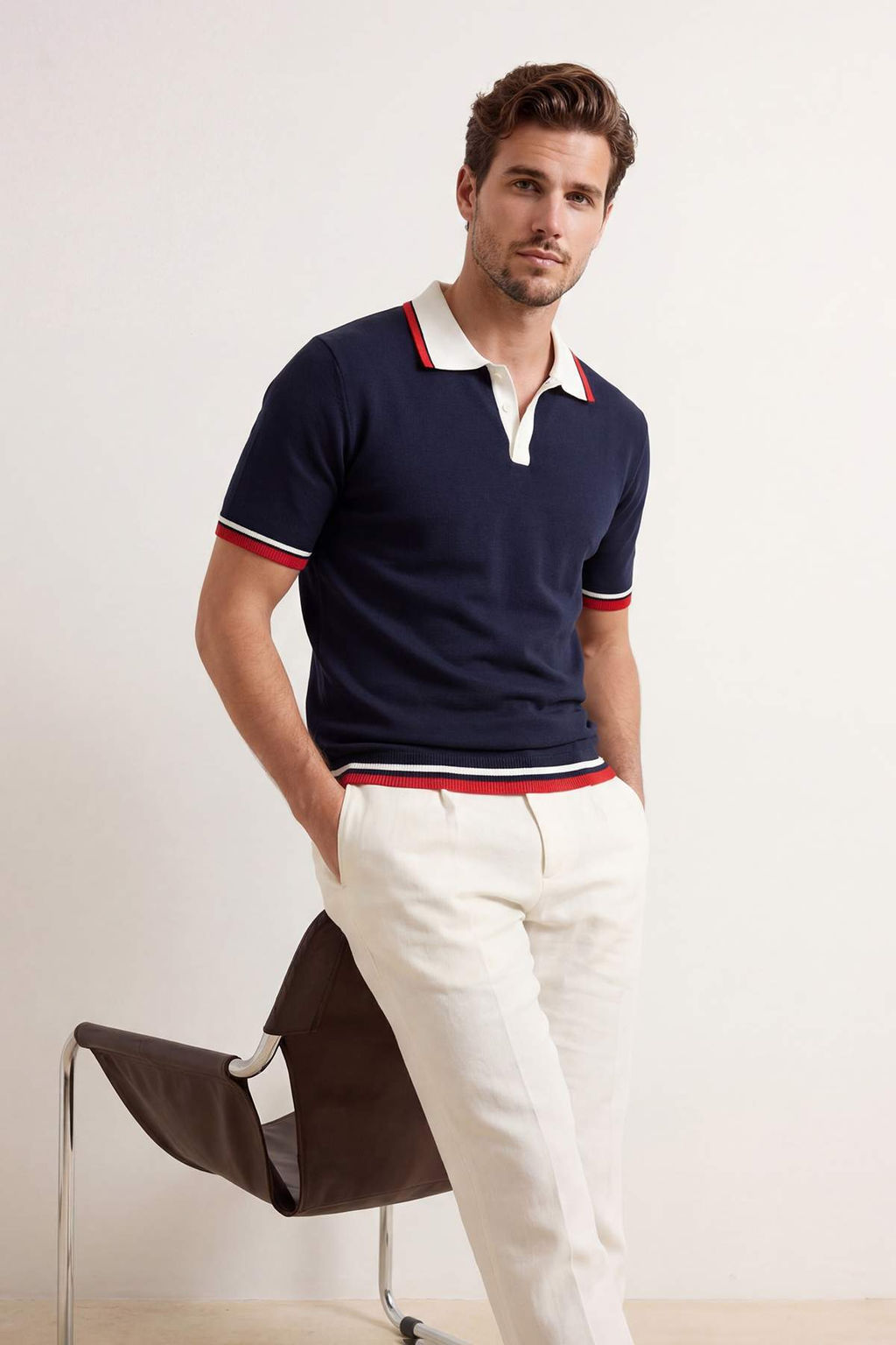 Lacivert Regular Polo Yaka Duz Polo Yaka T-shirt TMNSS26PO00032 - Trendyolmilla фото 4