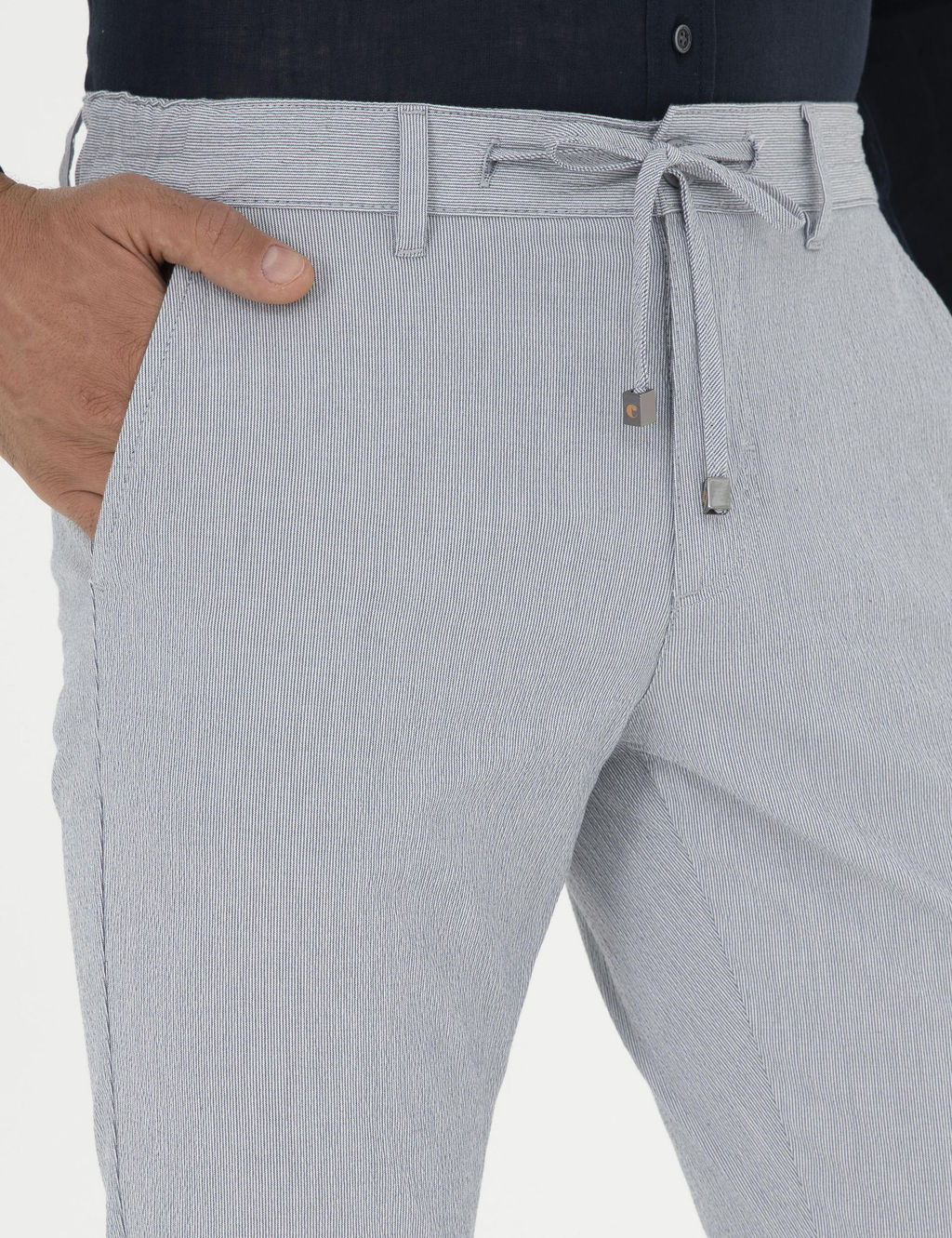 Голубые узкие брюки из плотной ткани - Cacharel фото 5