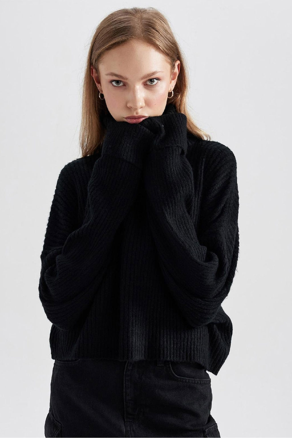 Oversize Genis Kal?p Bal?kc? Yaka Triko Kazak - Defacto фото 4