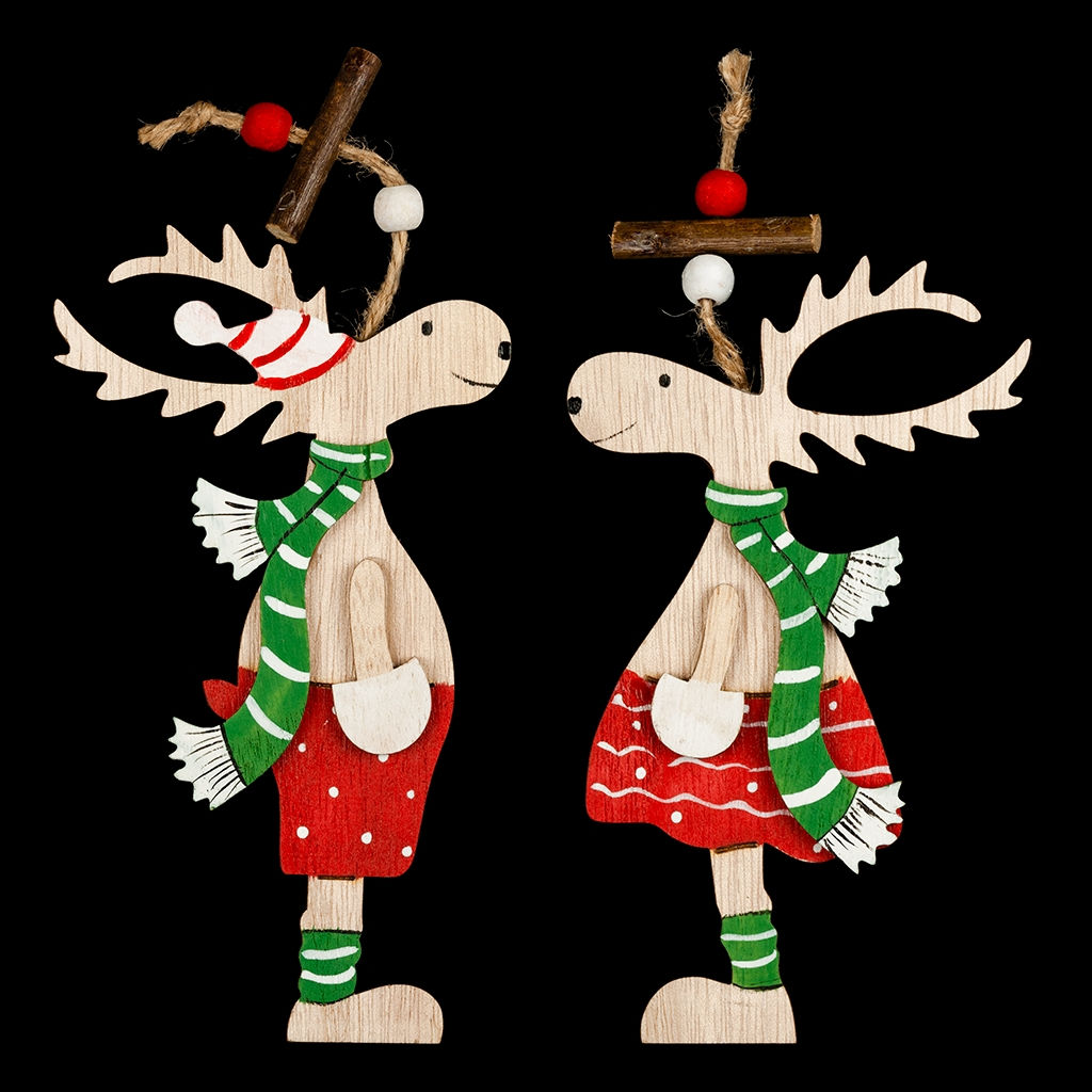 Цена за 1 шт. Украшение ErichKrause Decor Олень в шарфе 15см, дерево  фото 2