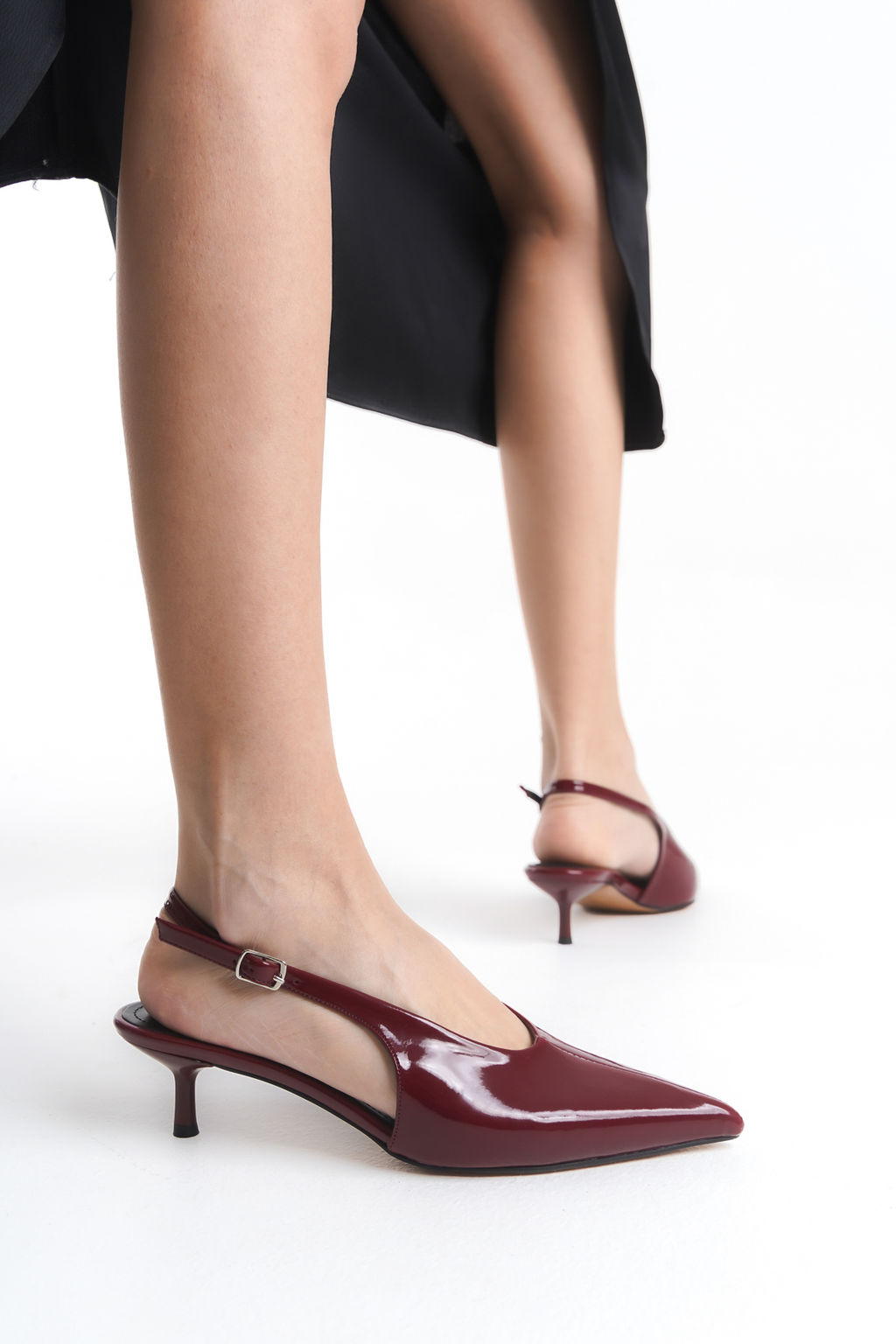 Trendyol Shoes Bordo Rugan Sivri Burun Kad?n Kitten Topuklu Ayakkab? TAKSS25TO00073 - Trendyolmilla фото 4