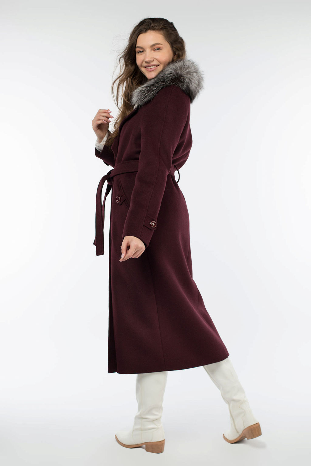 Мех натуральный (чернобурая лисица), Пальто утепленное Холлофайбер 300 - El podio фото 5