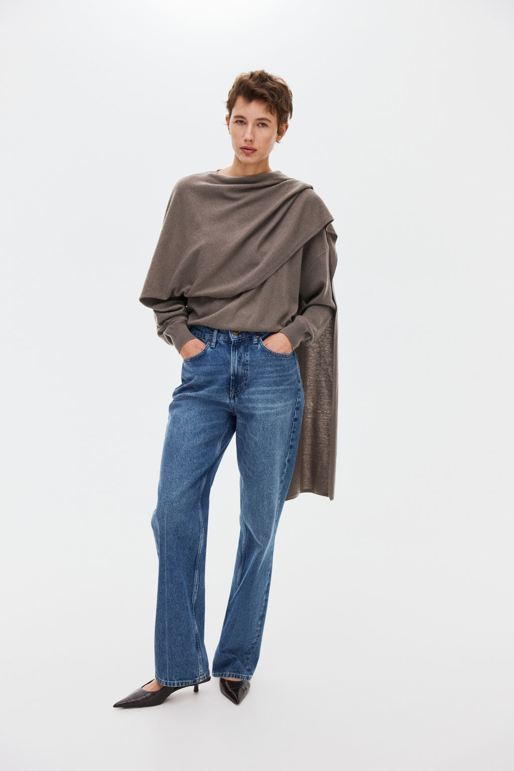 Jersey en mezcla de cachemira con fular decorativo - H&m фото 3