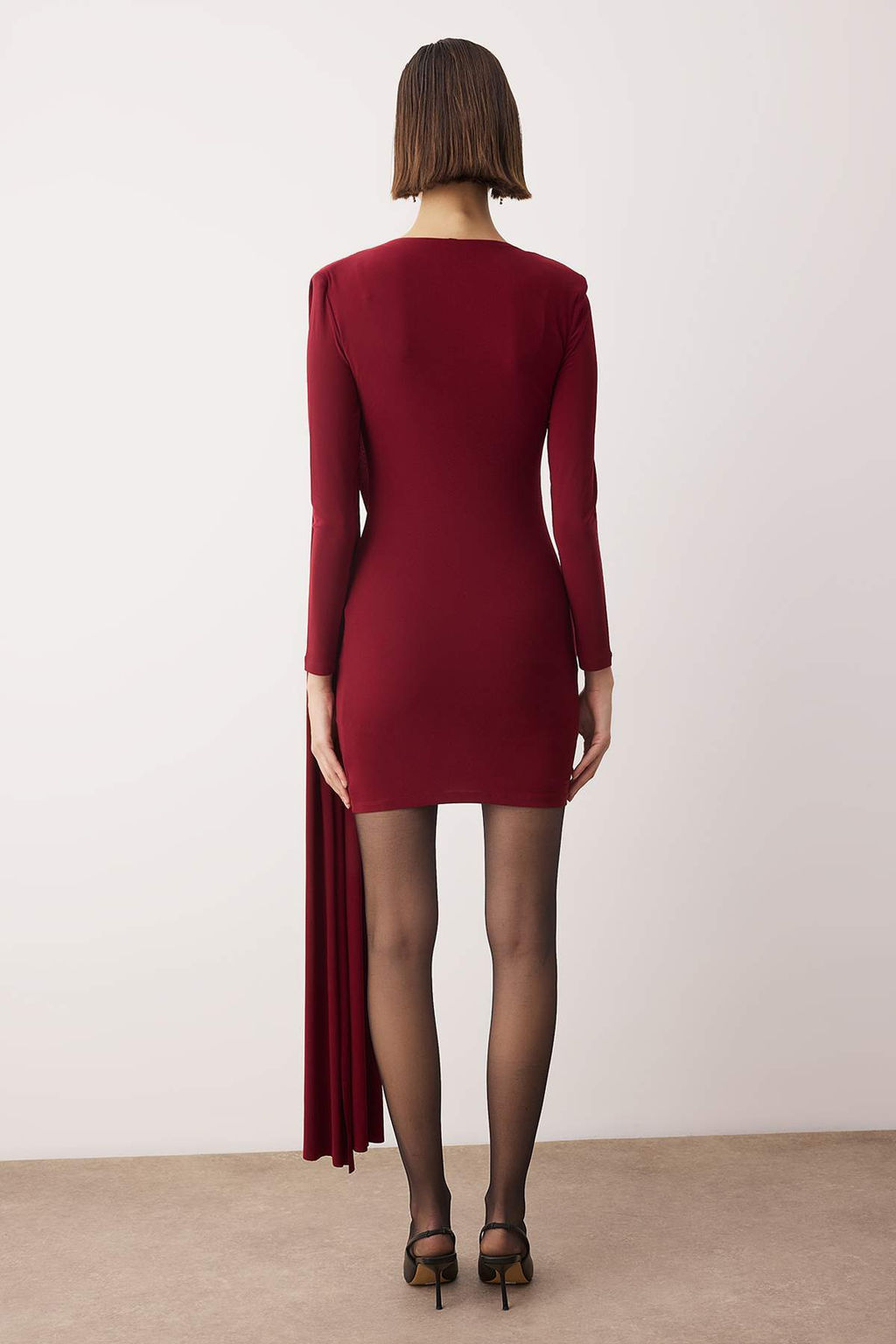 Koyu Bordo Duz Orme K?sa / Mini Elbise TPRAW26EL00037