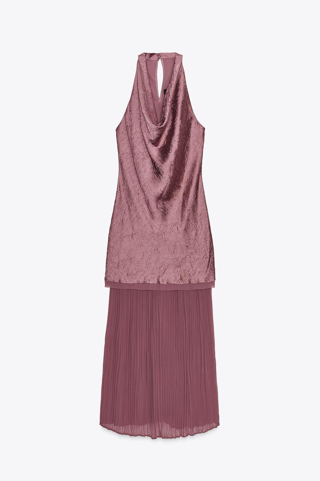 PLEATED CONTRAST MIDI DRESS - Zara фото 5