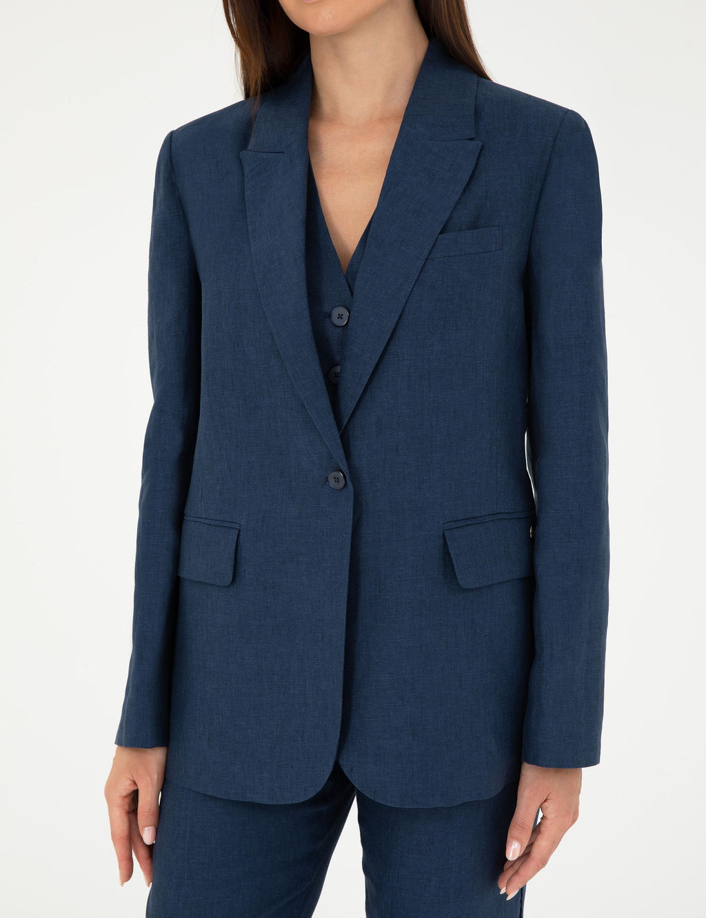 Lacivert Regular Fit Keten Ceket - Pierre cardin фото 6