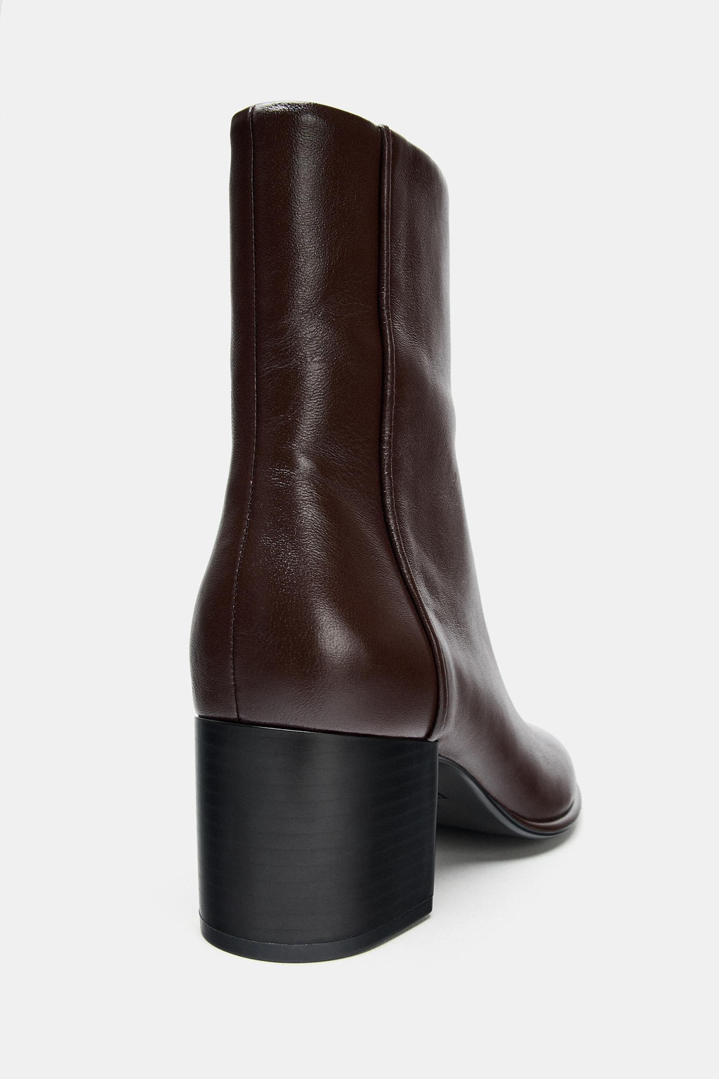 LEATHER ANKLE BOOTS WITH BLOCK HEEL - Zara фото 5