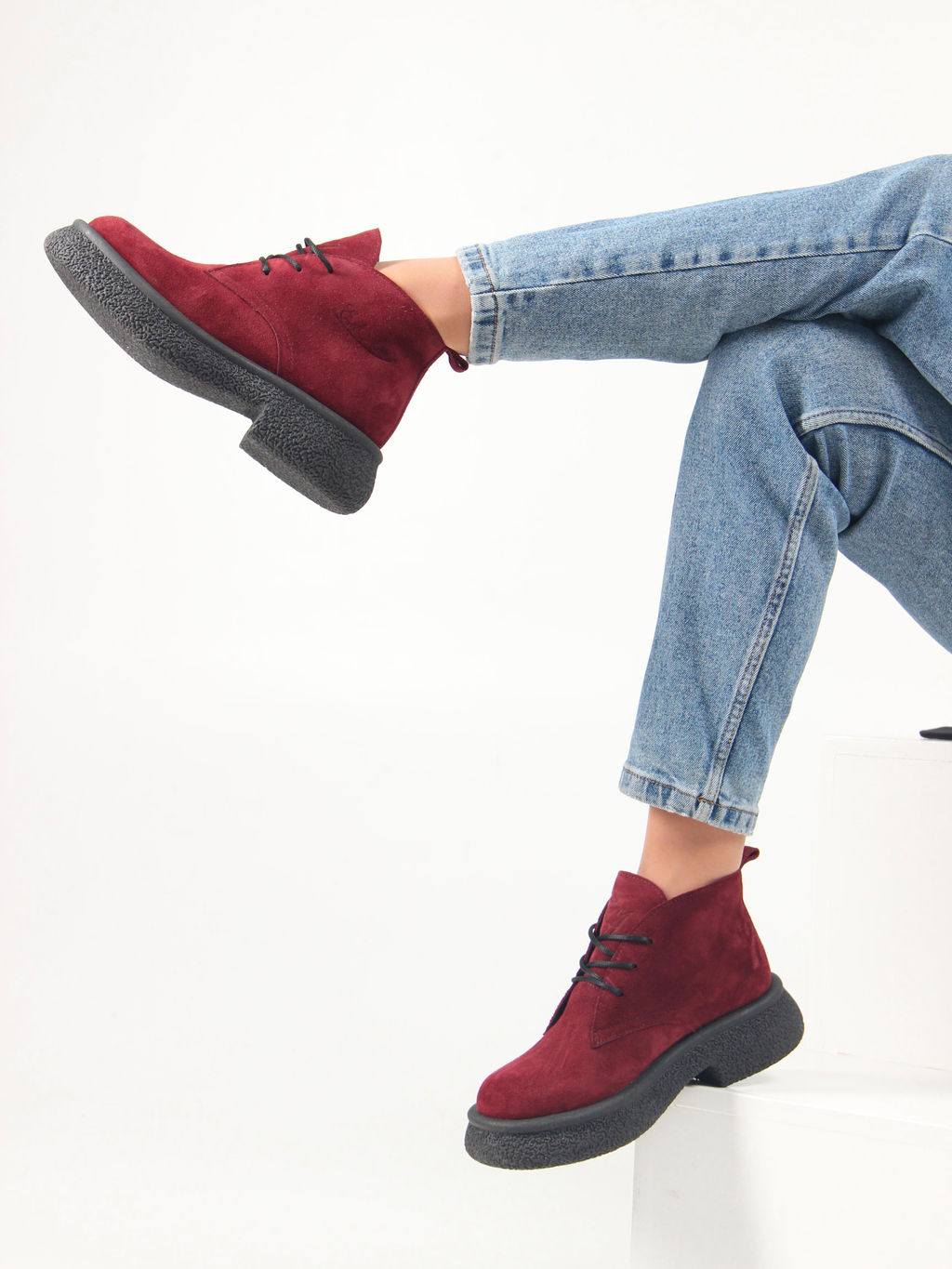 Ботинки 308.агатаbl. бордo замша/Байка