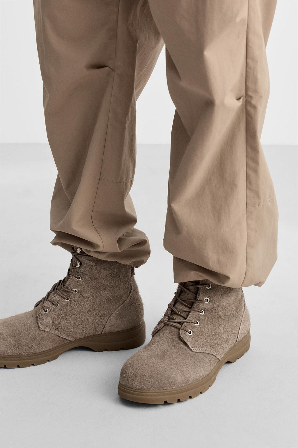 LEATHER LACE-UP BOOTS - Zara фото 3