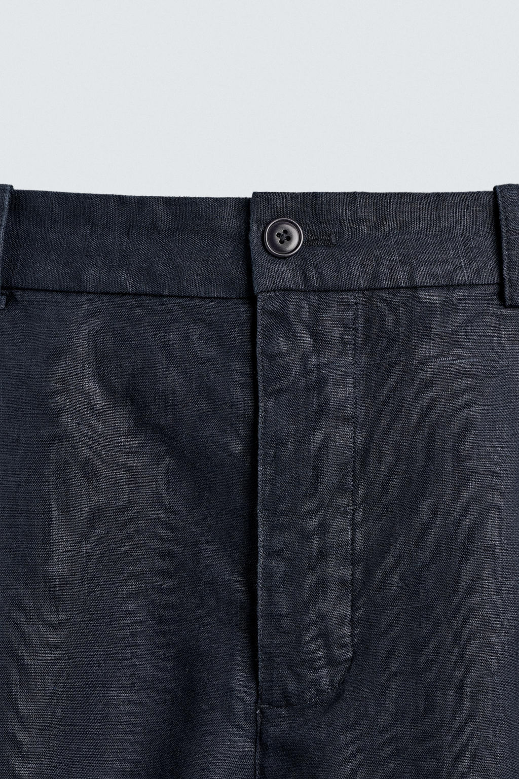 PANTAL?N WIDE FIT PLIEGUES 100% C??AMO / Marino oscuro - Zara фото 8