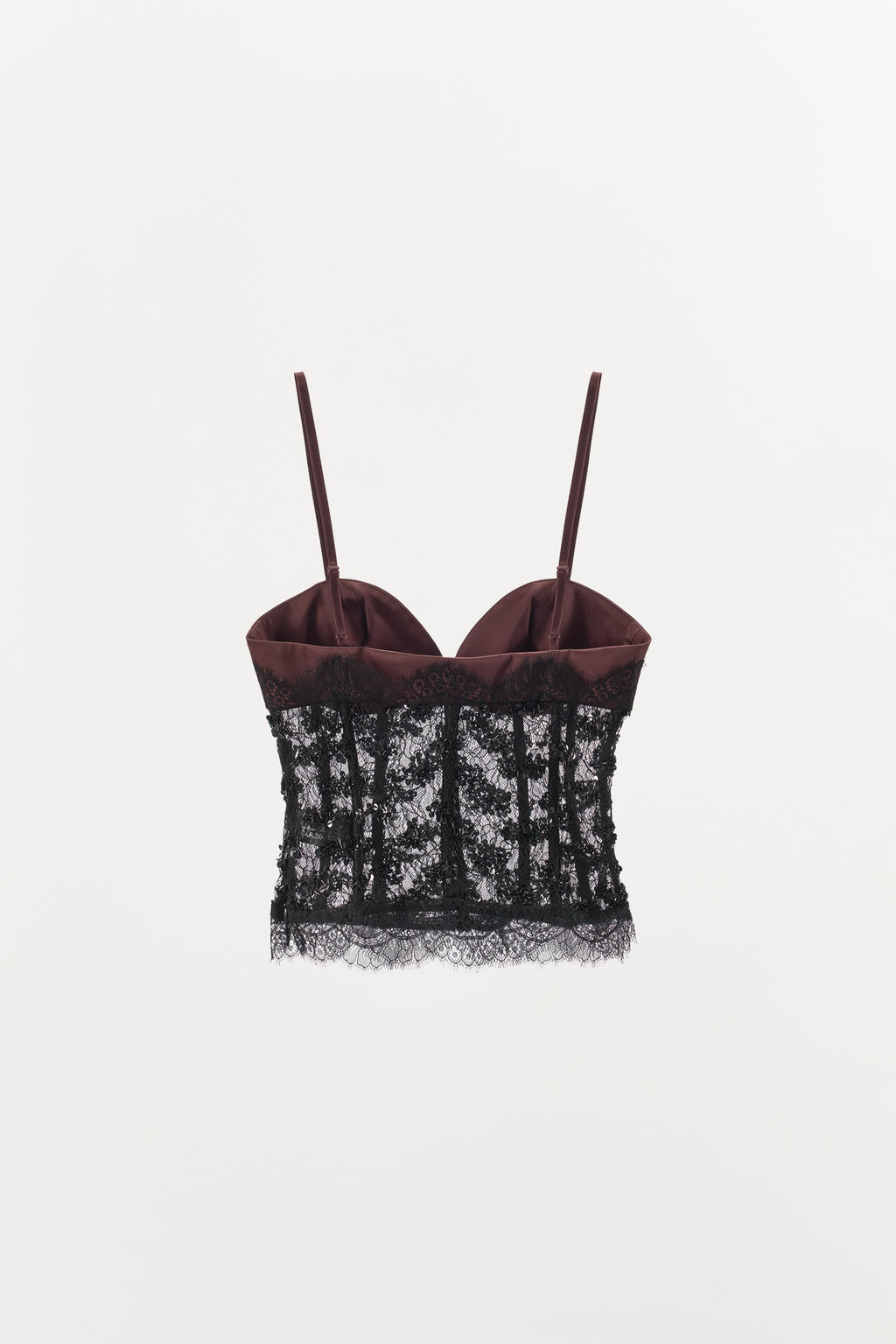 SEQUINNED LACE CORSETRY-INSPIRED TOP