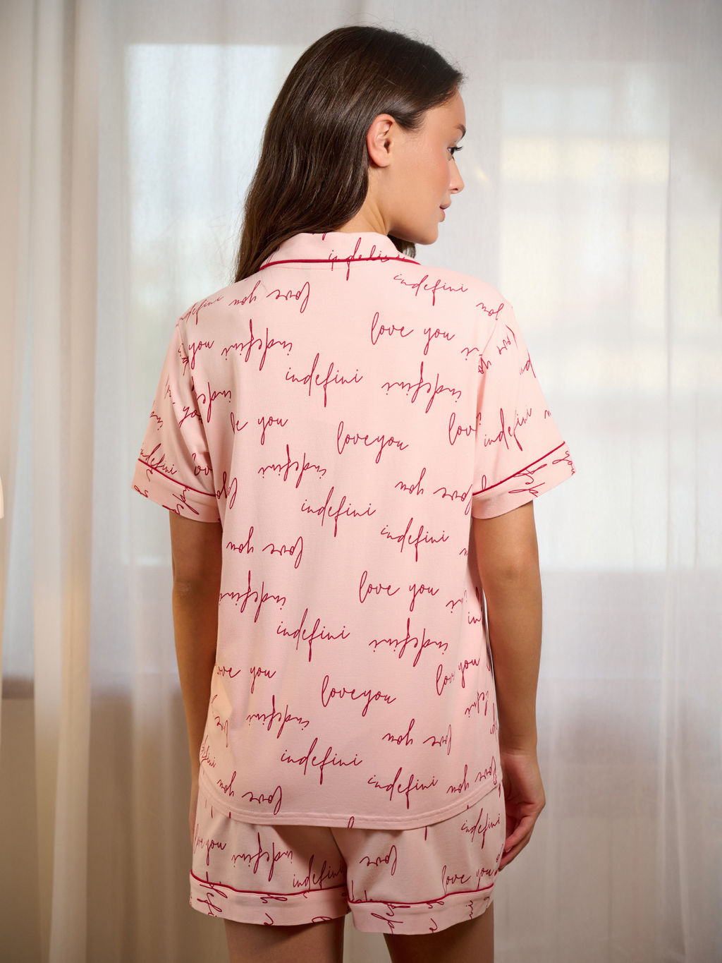 Пижама домашняя женская Indefini бамбук с хлопком розовый  фото 4