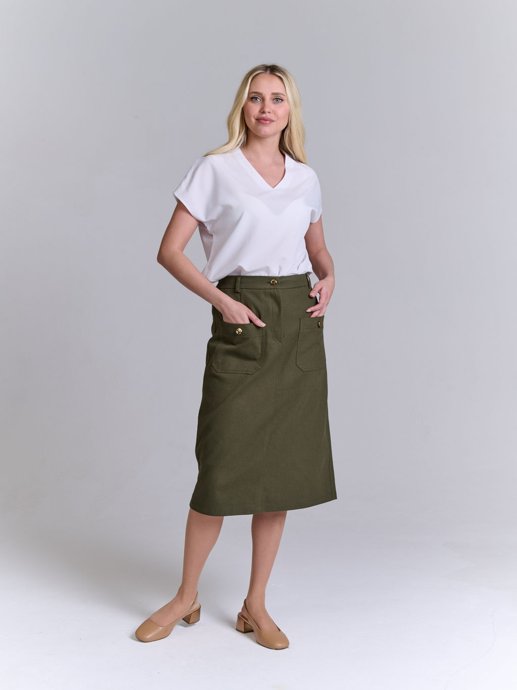 Джинсовая юбка А-силуэта