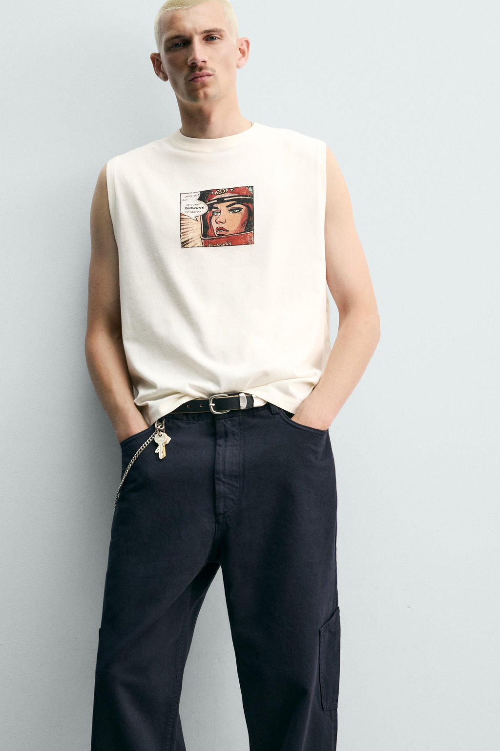 CAMISETA TANK ESTAMPADO C?MIC / Crudo
