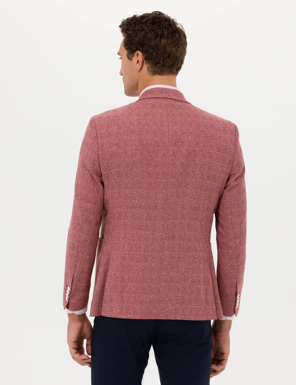 Bordo Slim Fit Y_n Keten Kar___ml_ Ceket