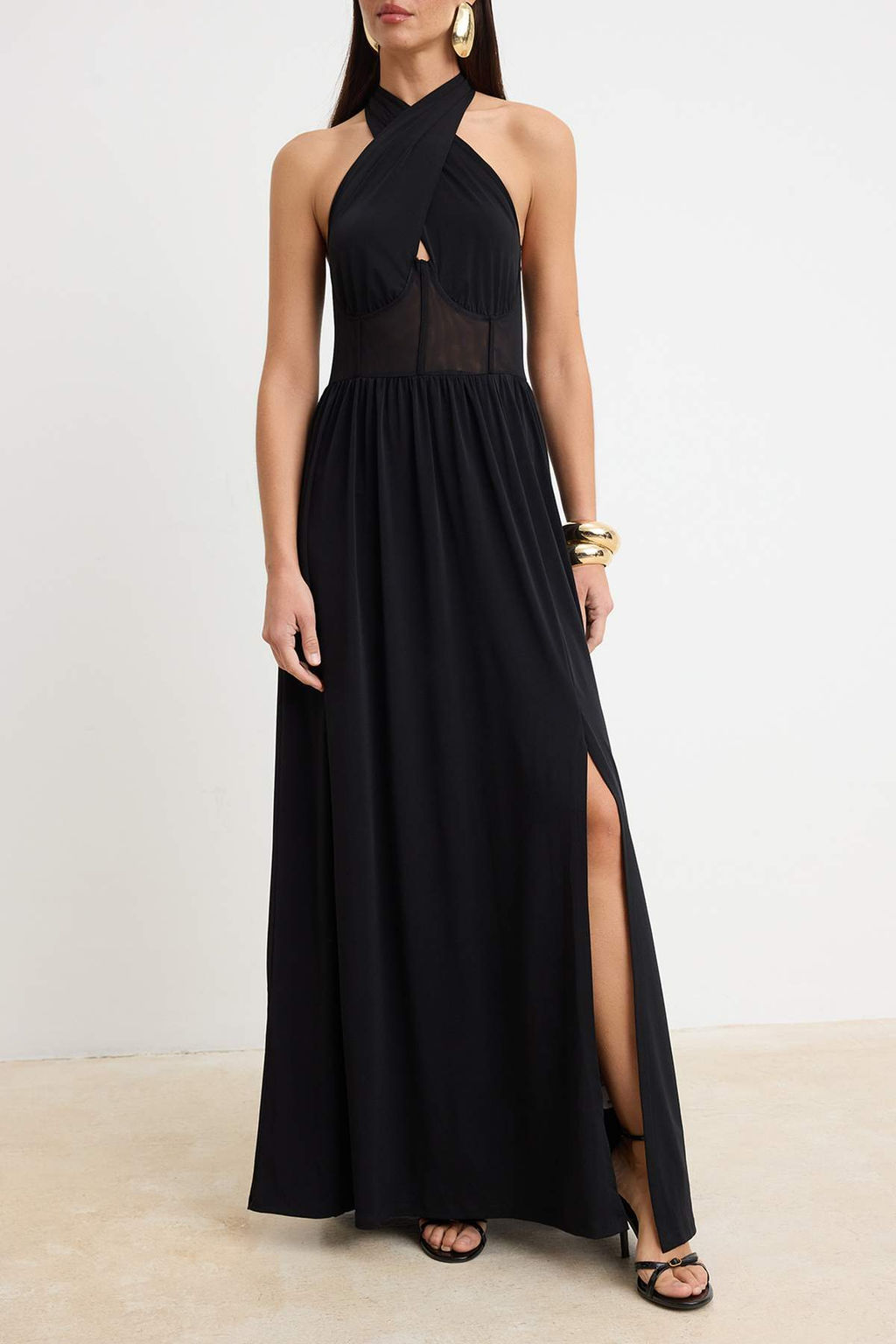 Siyah Tul Detayl? Boyundan Baglamal? Orme Maxi Abiye & Mezuniyet Elbisesi TPRSS26AE00063 - Trendyolmilla фото 3