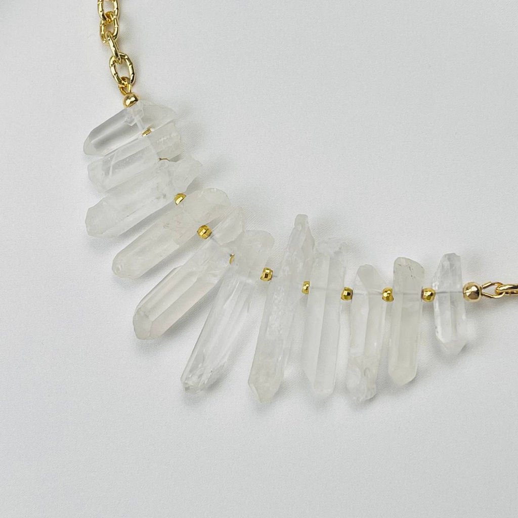 Колье на цепочке с необработанным Горным Хрусталем 44 см +