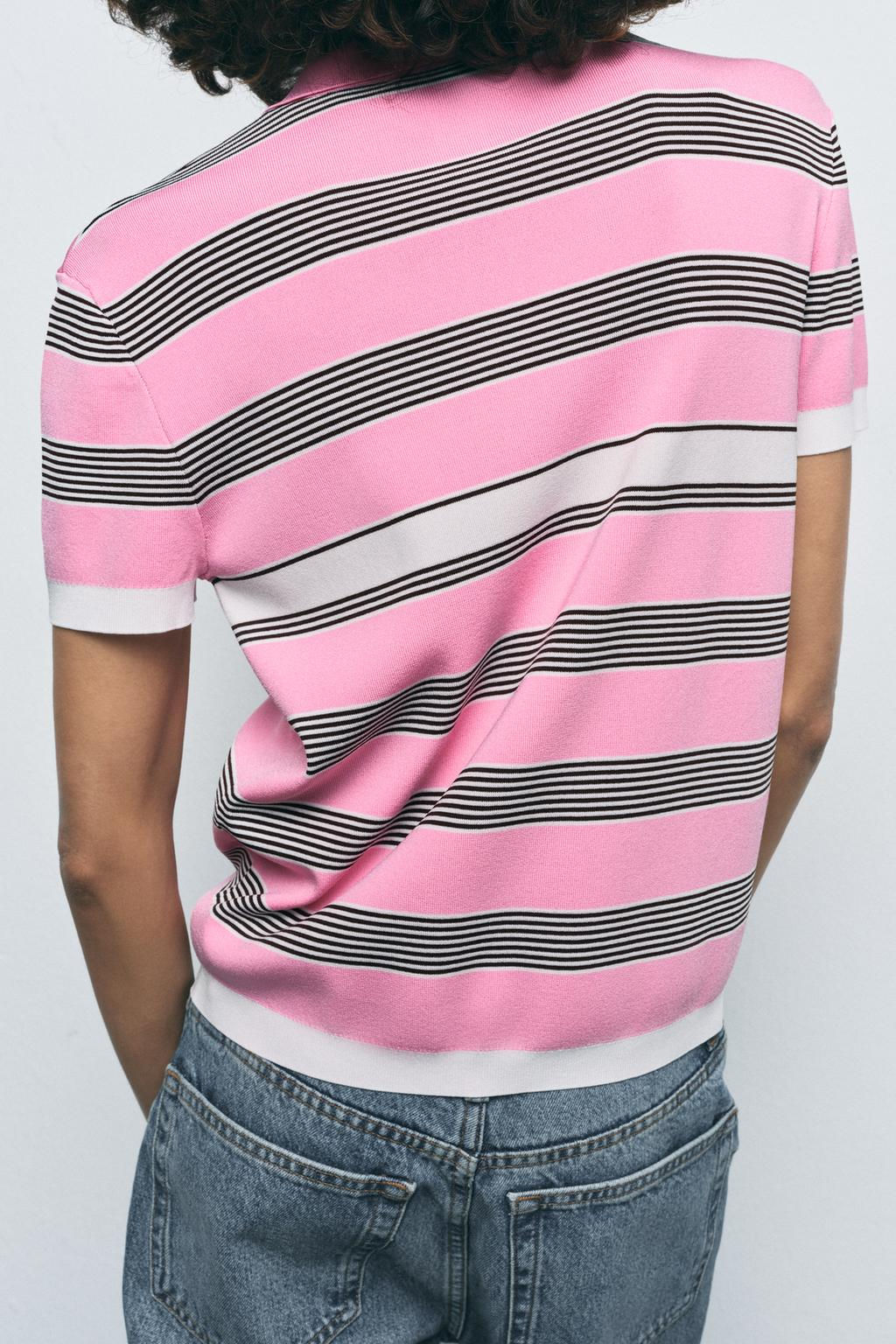 STRIPED KNIT POLO TOP - Zara фото 3