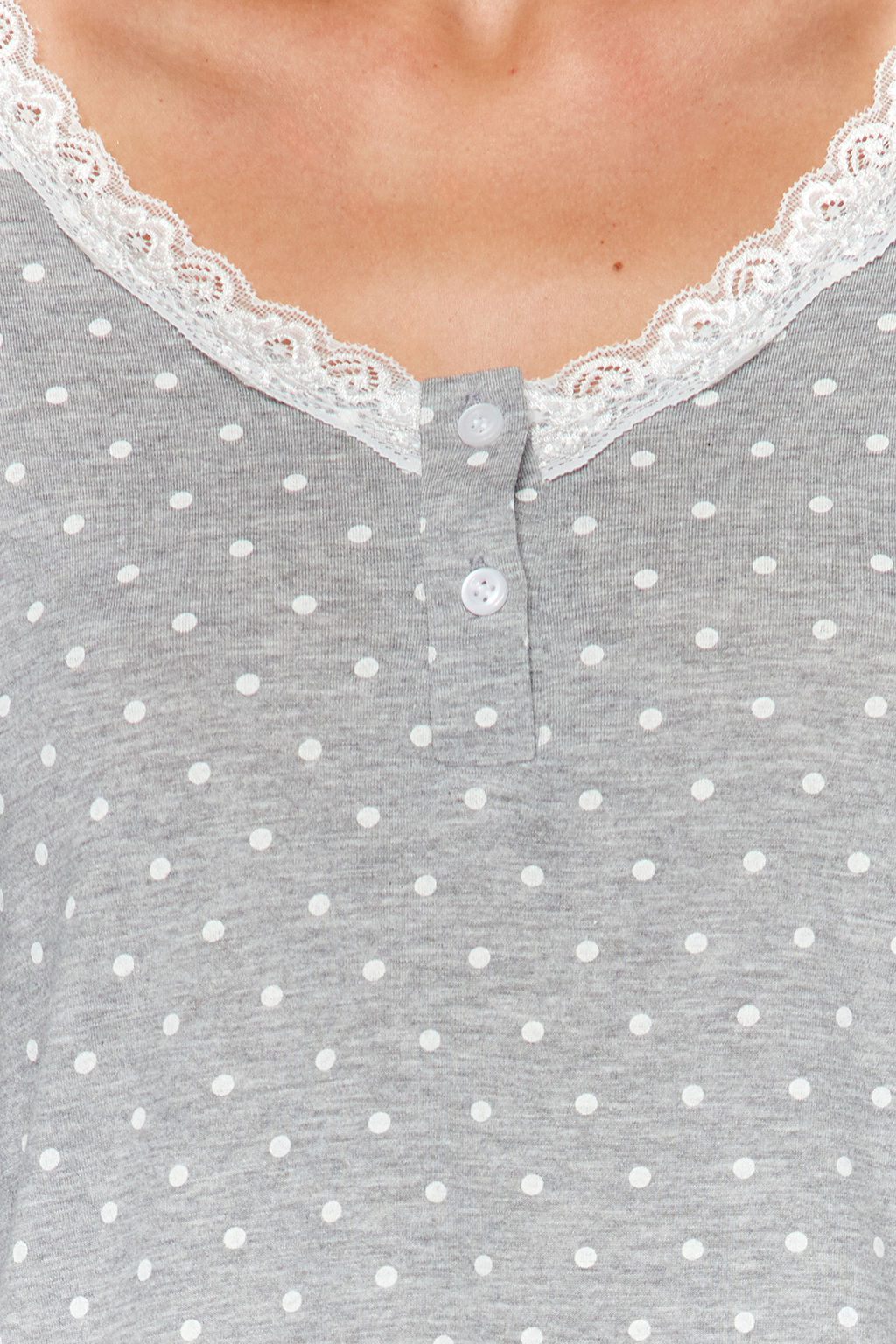 Gri Puantiyeli Dantelli Tshirt-Pantolon Orme Pijama Tak?m? THMAW24PT00182 - Trendyolmilla фото 5